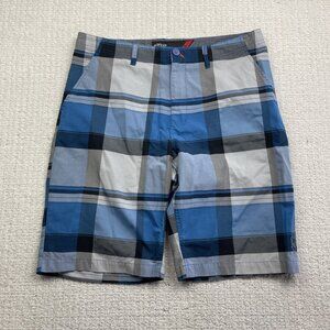 Y2K Alpinestars Men's Shorts Size 36 Plaid Blue / Grey Motorsports Racing